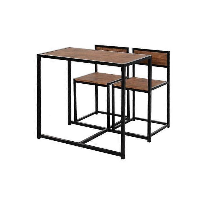 HOMCOM Dining Set #2, Dining Room Set, Rectangular Space-Saving Table with 2 Chairs, Natural Finish