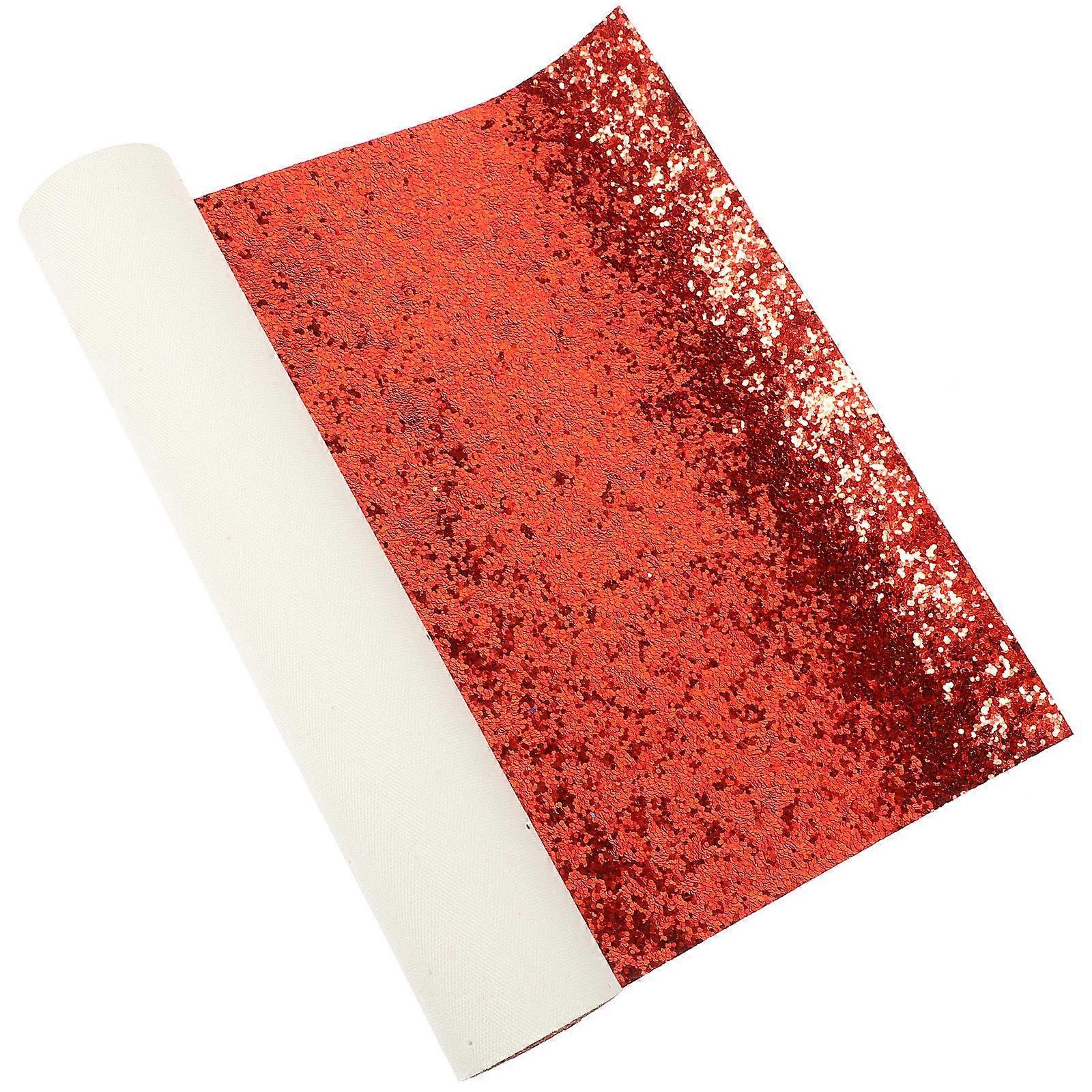 5Pcs Rectangular Glitter Fabric Sheet Red Shiny PU Decoration Gift Packaging Sewing Supplies Weekend Activities