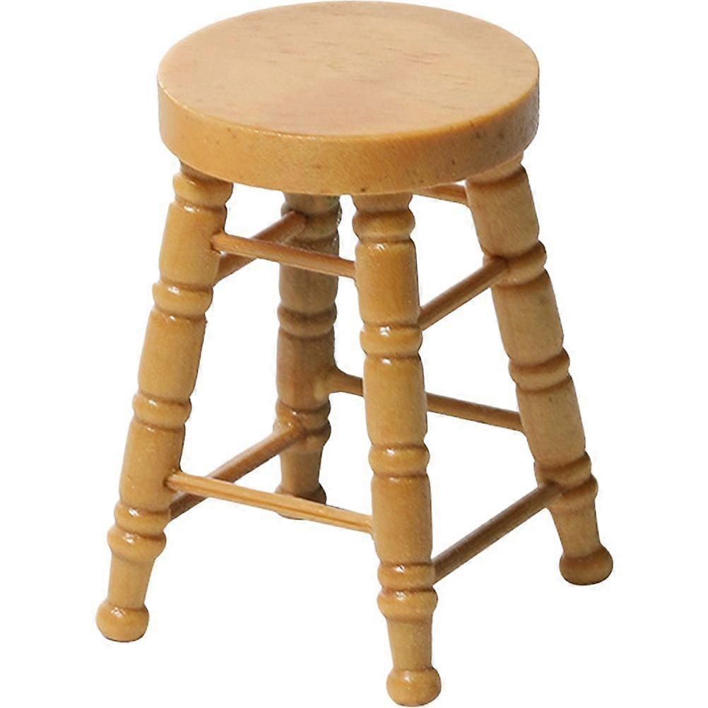 Tiny House Stool Miniature Round Stool Wooden Stool Ornament for Mini House