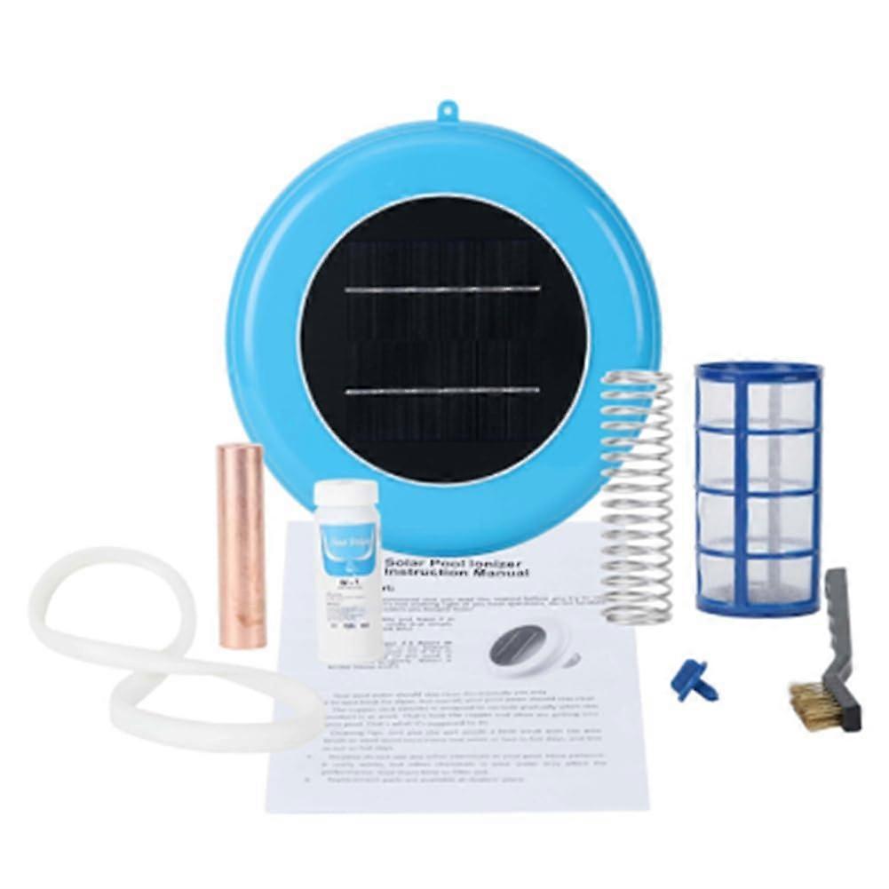 Solar Pool Ionizer Copper Silver Swimming Pool Purifier for Algae Control and Lower Chlorine Use (Blue)