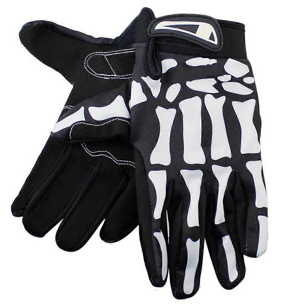 Cycling Skeleton Pattern Full Finger Gloves for Sports A Pair