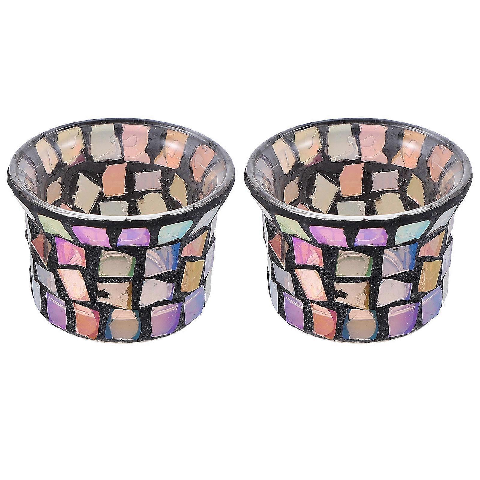 Glass Candle Stand Elegant Candlestick for Party Use 2Pcs