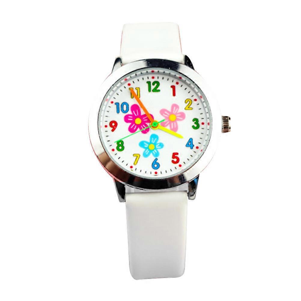 Flower Pattern Children Watch for Kids 2Pcs Creative Quartz Watch White