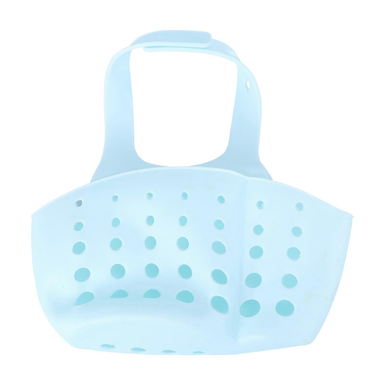 Blue Water Sink Hanging Basket for Kitchen Sponge Storage Double Layer Pouch