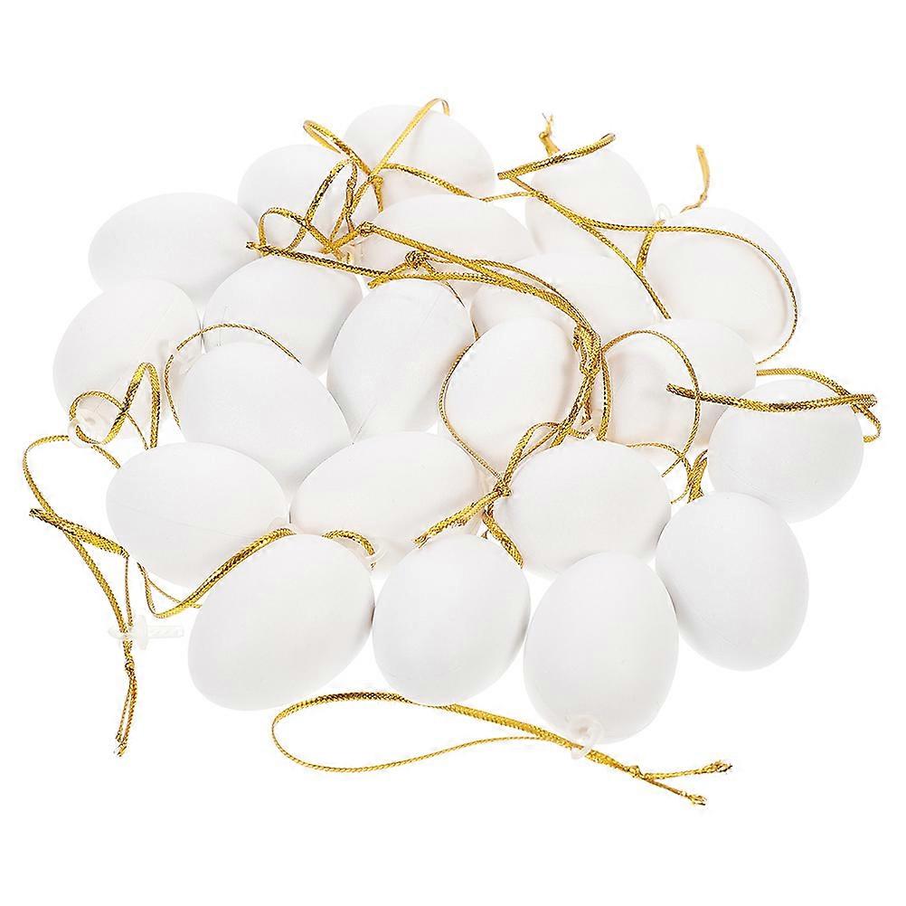Blank Easter Egg Plastic Pendants for Decoration 25Pcs White Set