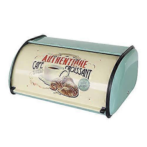 Extra Large Metal Bread Box with Roll , Vintage Farmhouse Rustproof Kitchen Bread Storage (Blue)