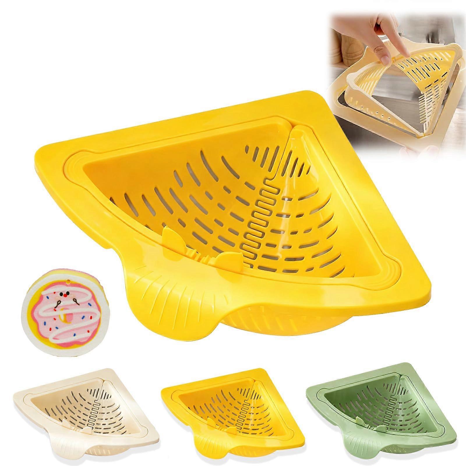 Magnetic Triangular Sink Strainer with Easy TwistOpen Bottom, Corner Kitchen Food Catcher and Washer