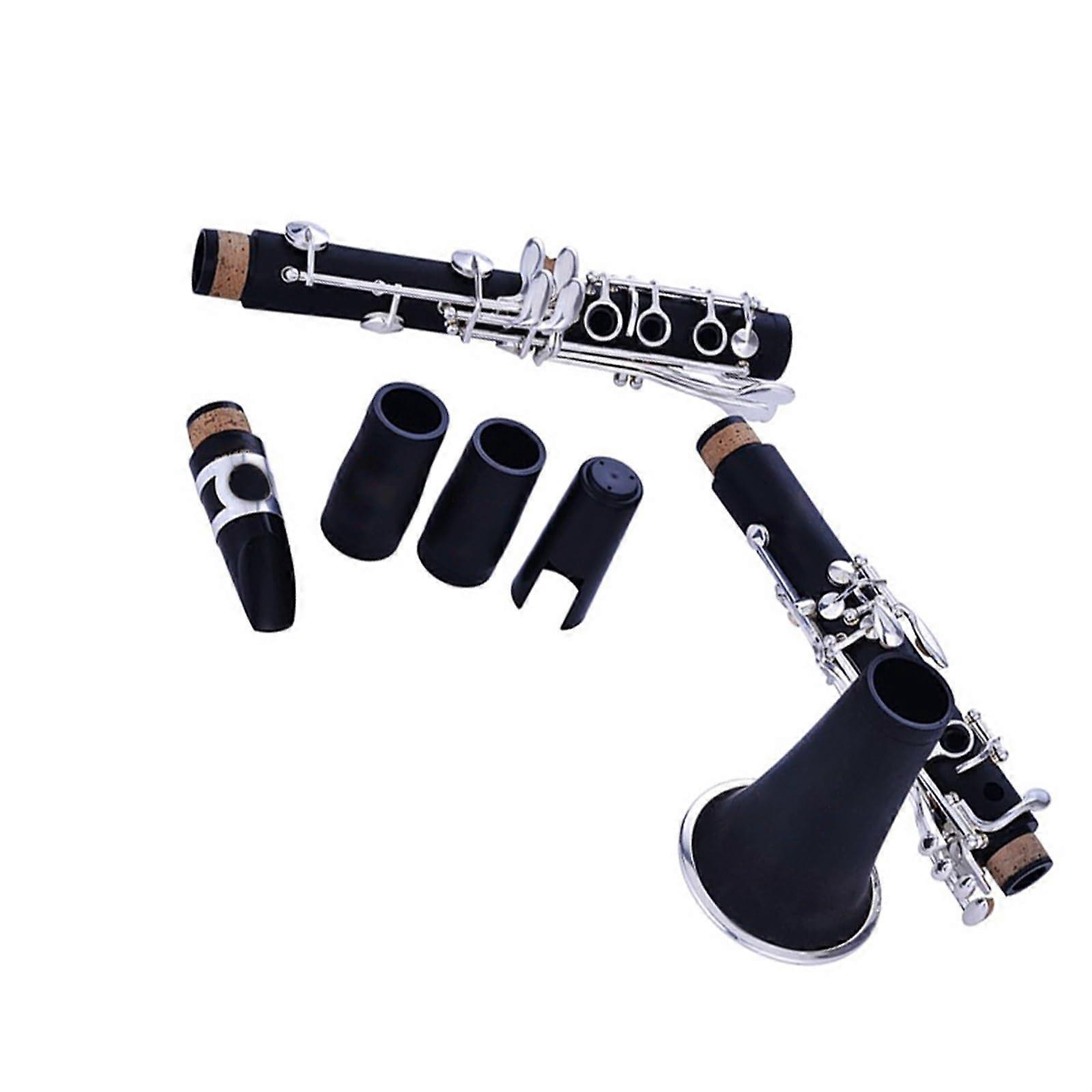 Student Clarinet 17 Keys Silver Plated Bakelite Body Beginner Clarinet Set with Smooth Balanced Tone