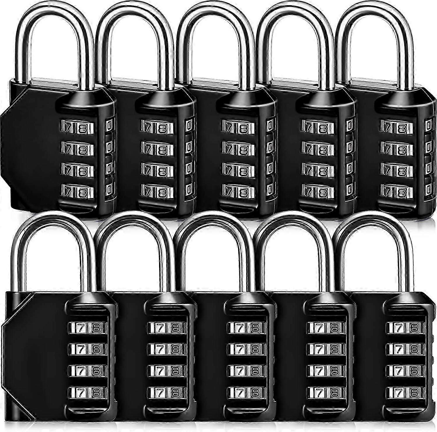 10 Pack Combination Lock Resettable 4 Digit Combination Padlock Waterproof Locker Locks Sm