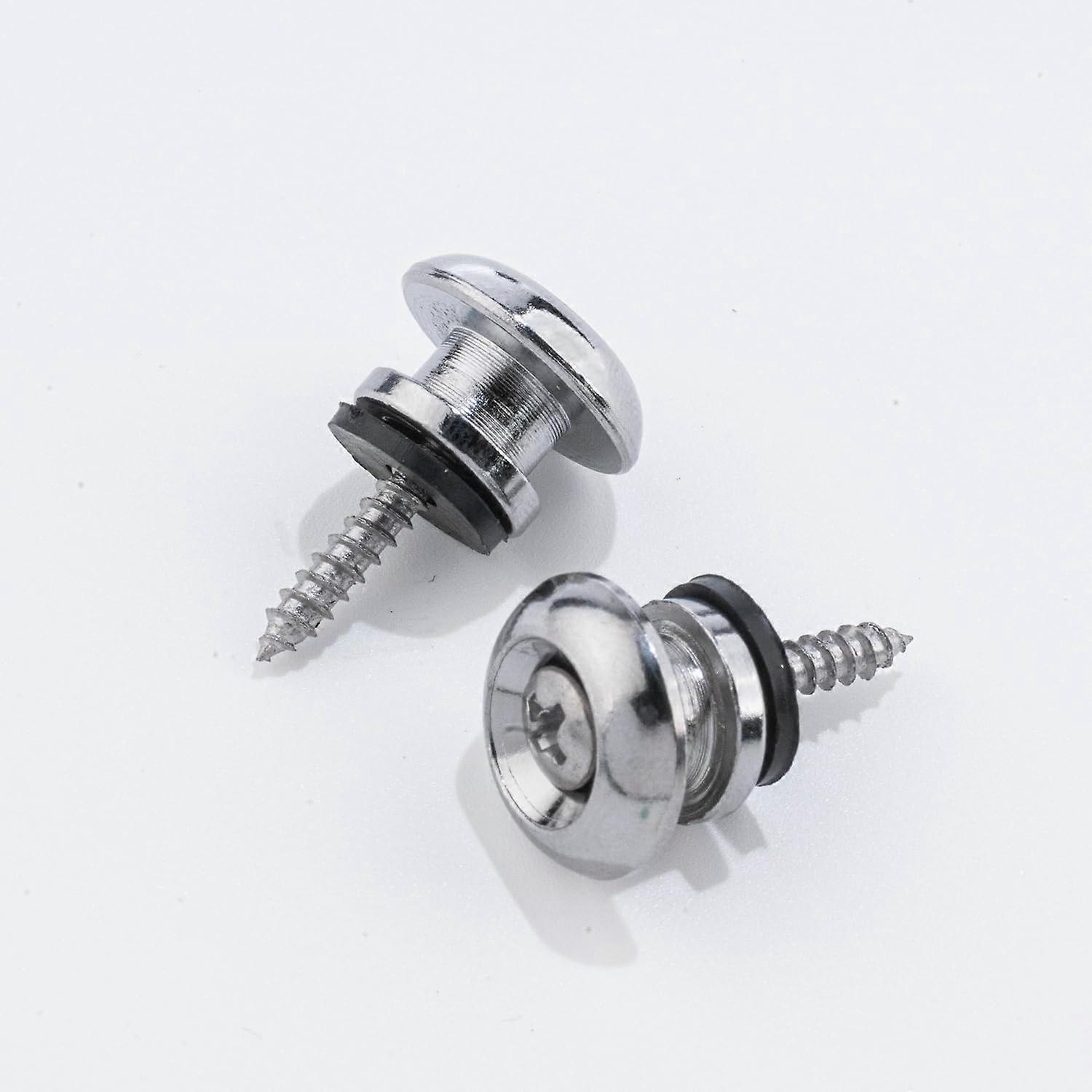 Chrome Mushroom Head Guitar Strap Buttons and Locks with Screws for Secure Strap Attachment