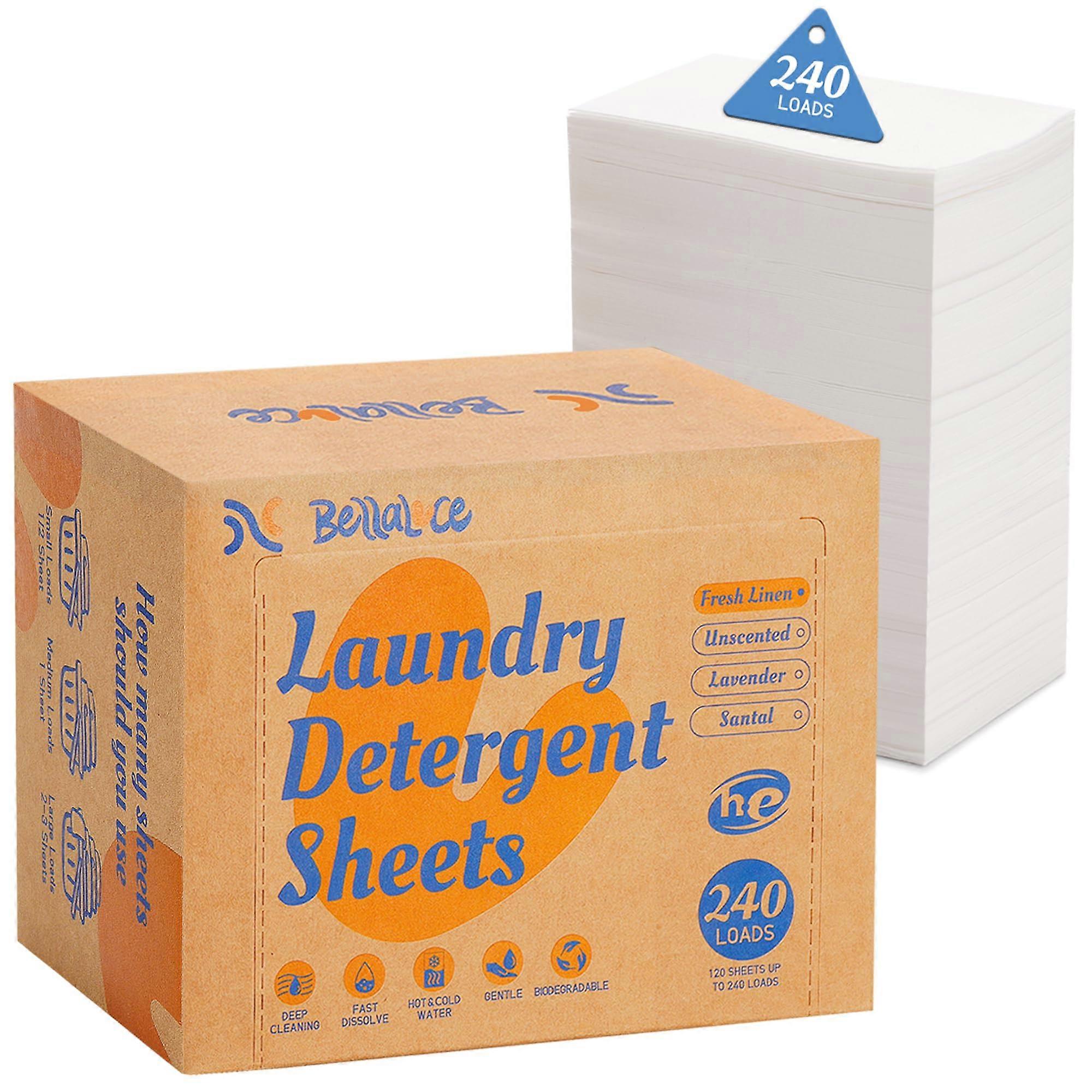 Laundry Detergent Sheets Fresh Linen Scent EcoFriendly Fast Dissolving PreMeasured Travel Size