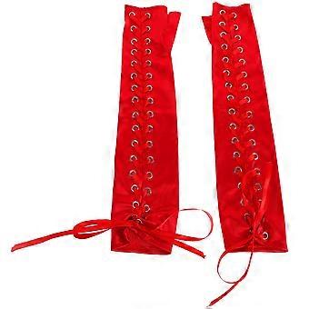 1 Pair Steampunk Style Satin Ribbon Gloves Adjustable Lace-Up Gloves for Masquerade Party, and Performance Soft Comfortable Fashionable Gloves