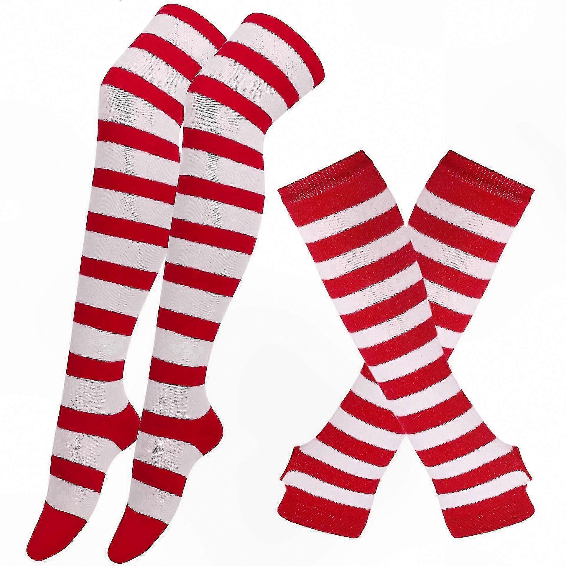 Women's Winter Striped Windproof Arm & Leg Warmers Socks