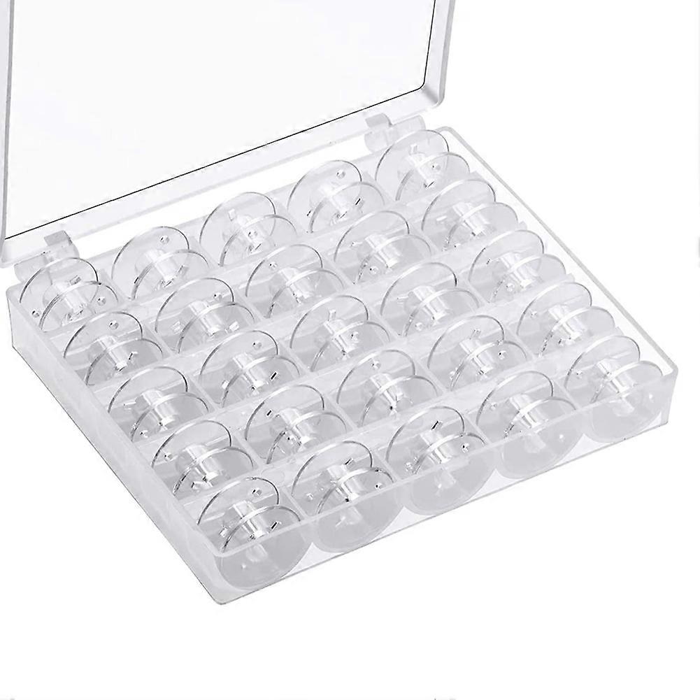25Pcs Sewing Machine Bobbin, Universal Sewing Bobbins Plastic Sewing Machine Bobbin with Storage Box