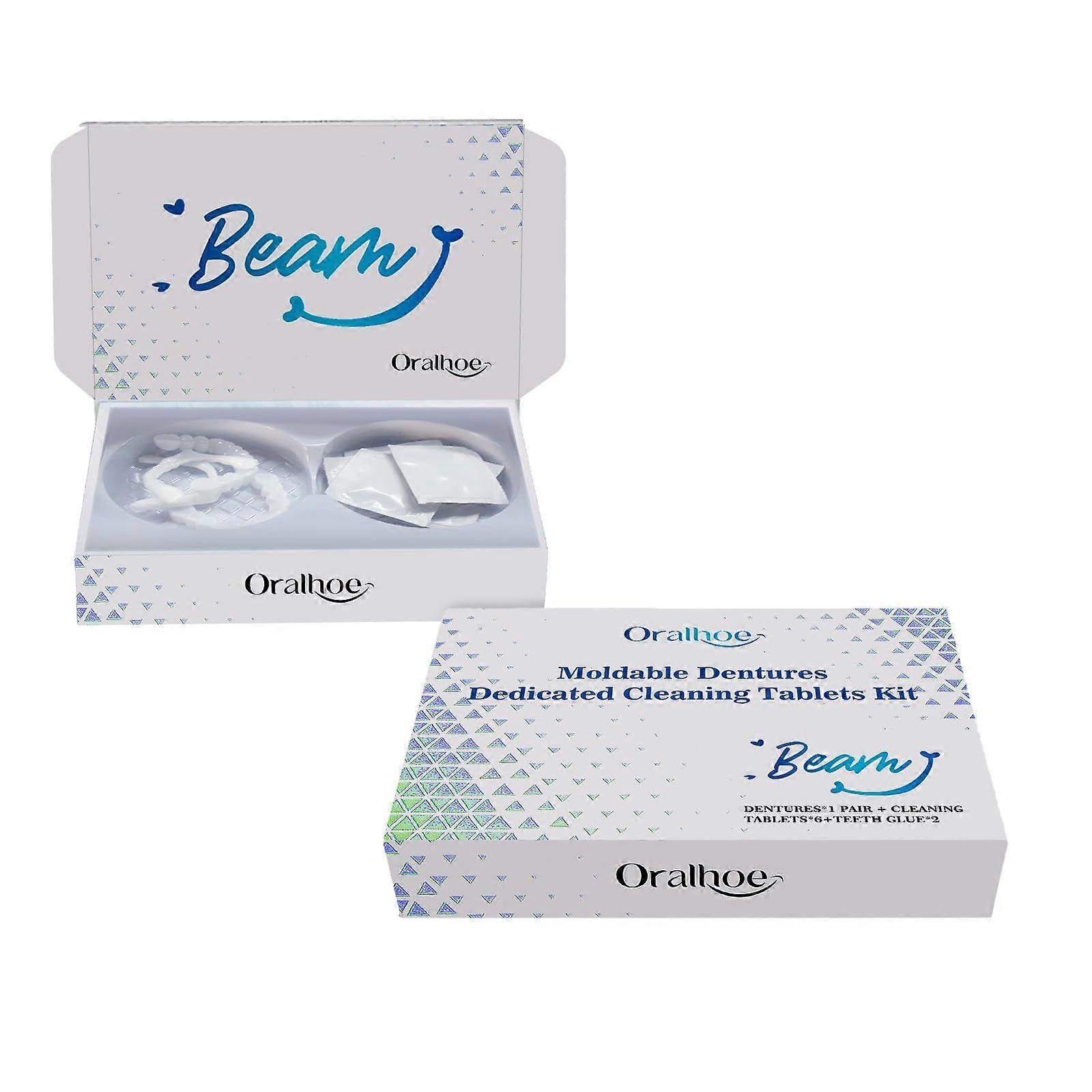 Denture Cleaner Tablets for Silicone Dentures Gentle Effervescent Cleaning Odor Reduction 2PCS