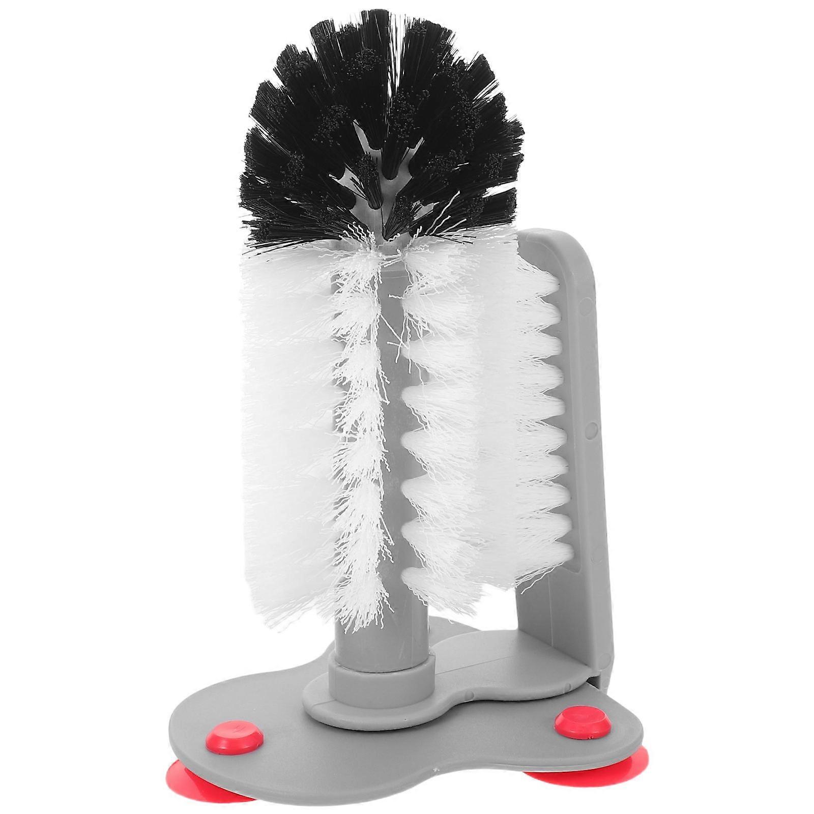 Rotating Glass Cup Washer Brush 2Pcs with Suction for Kitchen Use