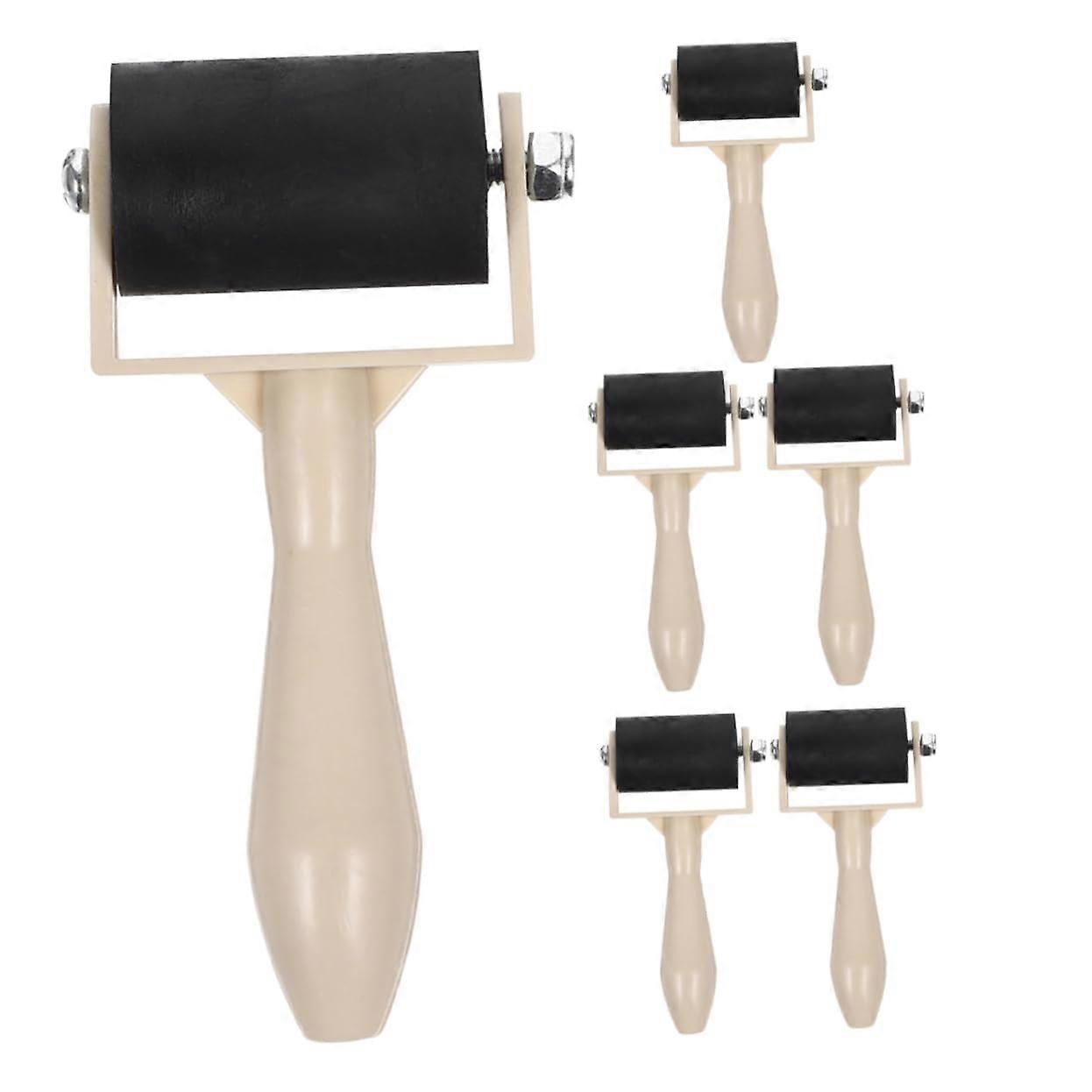 6pcs Hard Printmaking Roller Set for Stamping and Embossing Creative Art Projects