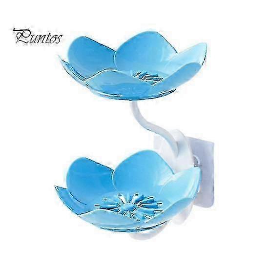 Bathroom Soap Dish Self Draining Removable Double Layer Suction Cup Wall Mounted Shower Soap Sponge Holder