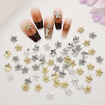 30 Pcs Sea Turtle Nail Charms Gold Silver White 3D Ocean Theme Nail Art Decorations for DIY