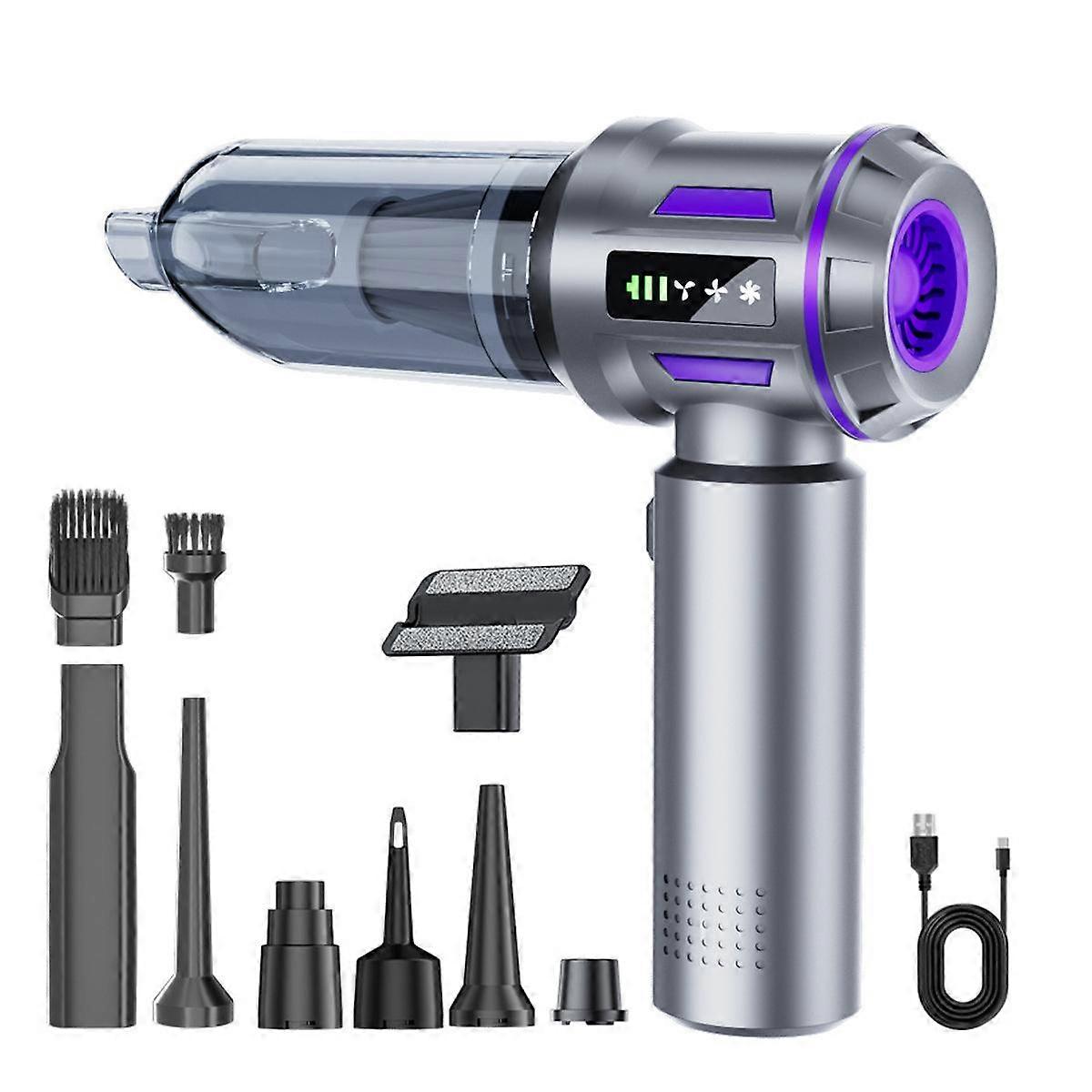 Car Vacuum Cleaner, Brushless Motor, LCD Display, Handheld Dual Function