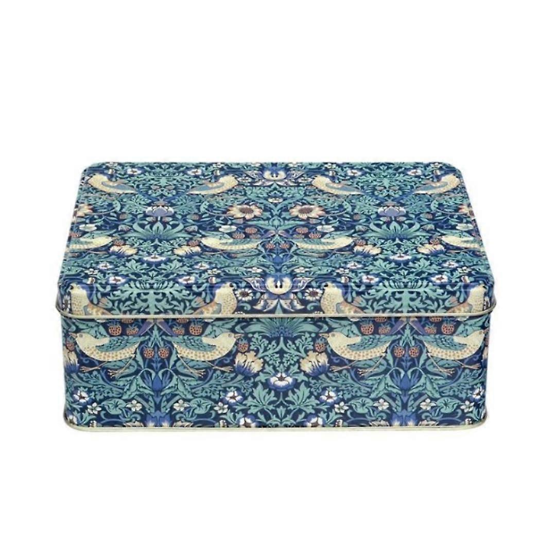 Storage Tin With Lid Rectangular Container Strawberry Thief Inspired By William Morris