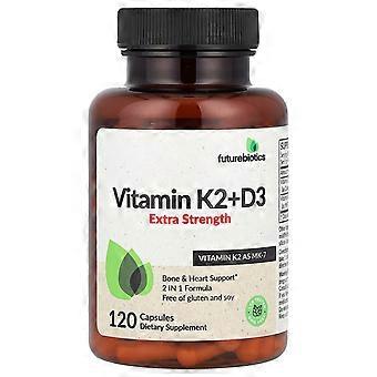 FutureBiotics, Vitamin K2 + D3, Extra Strength, 120 Capsules