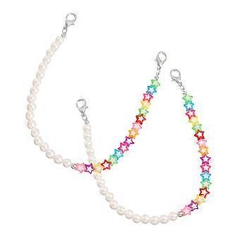 Five Pointed Star Shoe Chain for Decoration 1Pair Women Pearl Beaded Charm