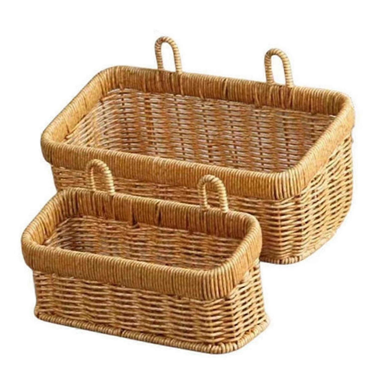 2PCS Wall Hanging Weaving Storage Baskets with Handle Decorative