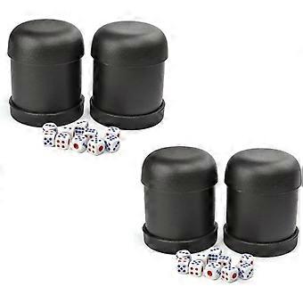 Conjunto de copos para dados de plástico rígido, 4 copos com 20 dados numerados de 1 a 6.