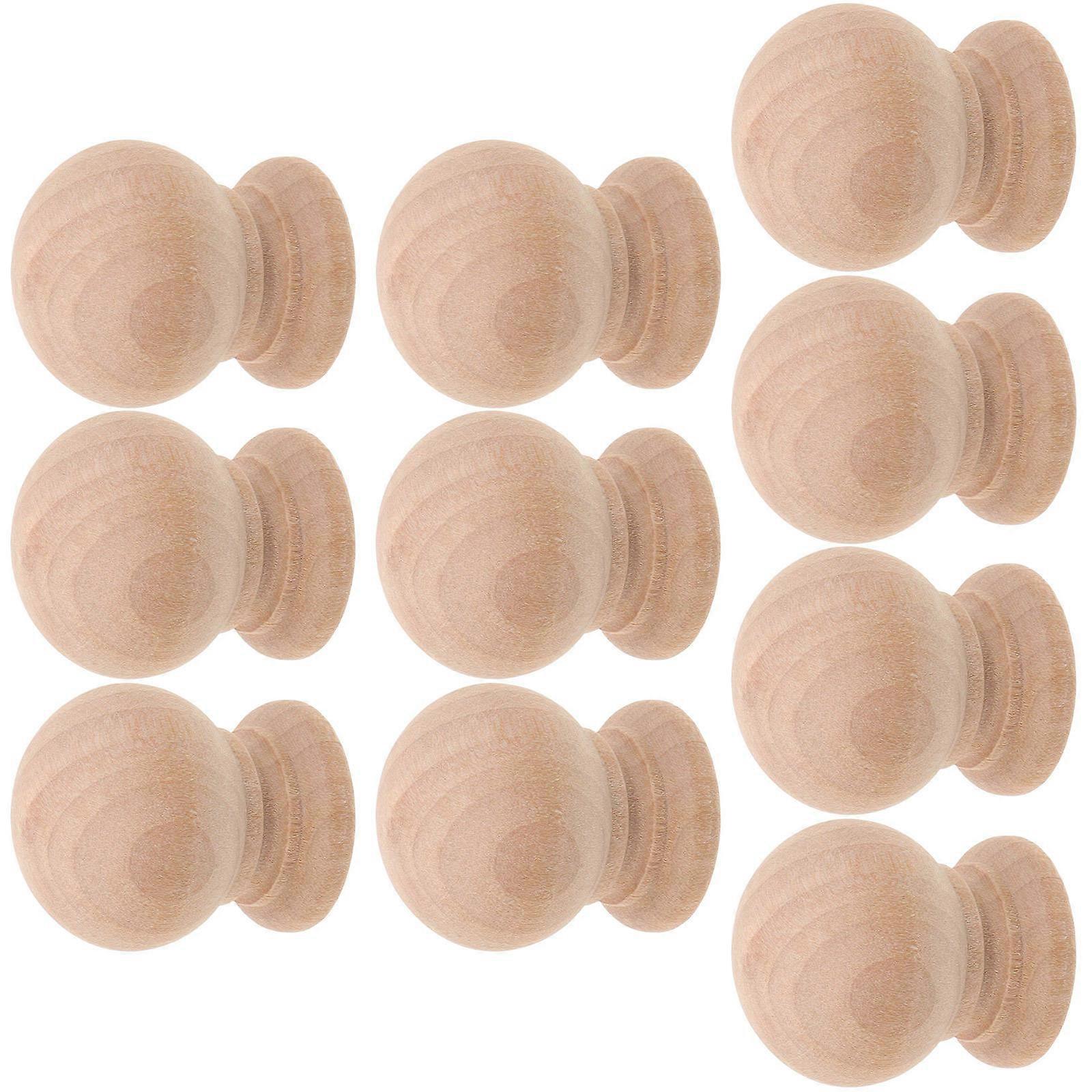 10pcs Wood Cabinet Knobs Dresser Drawers Knobs Sing Hole Wooden Pull Handles