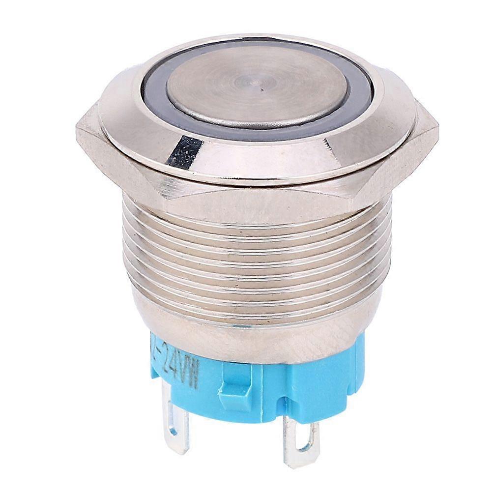 2pcs 12~24VDC 19mm Self Locking Push Button Switch 1NO 4PIN Metal Button Switch(White )