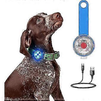 Dog Cat Collar Led Light, USB Rechargeable Led Dog Pendant Light, 3 tryby Wodoodporne światła dla zwierząt domowych Świecący wisiorek (niebieski, A)