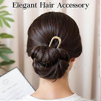 2PCS U-Shaped Large 5.5 Inch Metal Hair Pins for Women and Girls, Vintage Gold and Silver Hair Pins for Buns, Long and Thick Hair Golden Silver