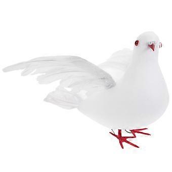 Large Wing Stretching Artificial Pigeon Feather Birds Peace Pigeons Photo Props for Home Decoration Wedding (White)