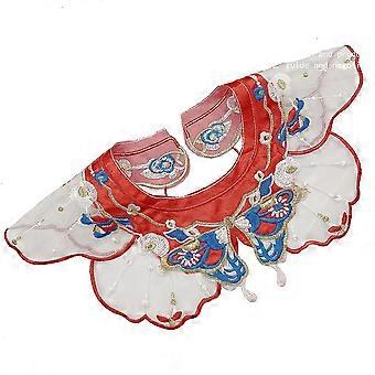 Fake Collar Detachable Collars Half False Shirt Embroidered Blouse Collar, Chinese Vintage Cloud Shoulder Design with Butterfly & Floral Embroidery Sh
