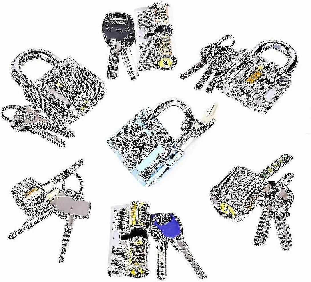 Locksmith Training Lock Set 7pcs Transparent Lock Compatible With Lockpick Practice Compatible With Beginner