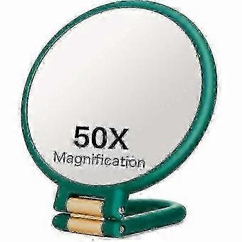 50X Dual-Sided Magnifying Mirror - 1X/50X Zoom for Precise Makeup Application, Portable Handheld with 360° Adjustable Handle