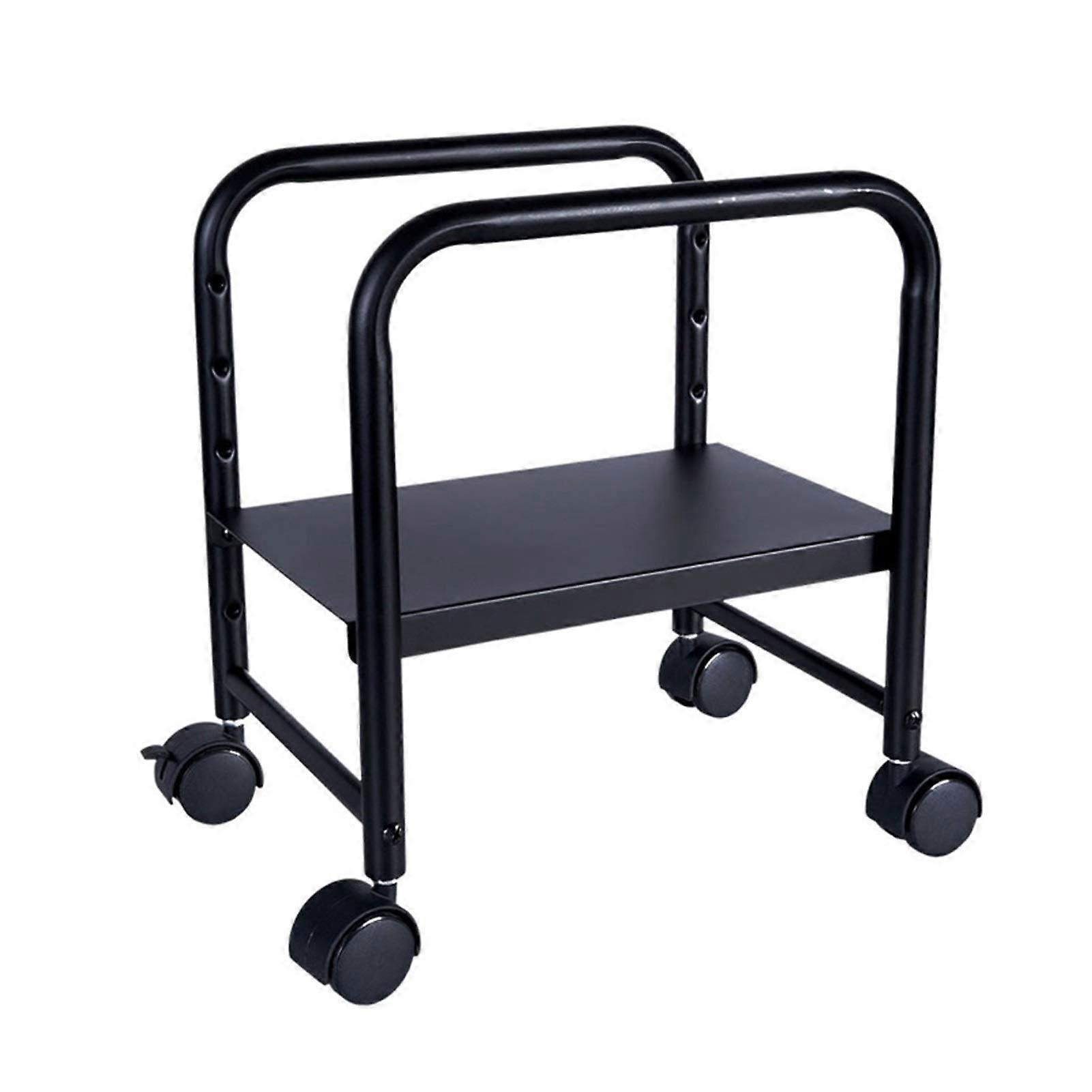Adjustable CPU Stand with Locking Casters, Metal Computer Tower Holder for Floor, Black