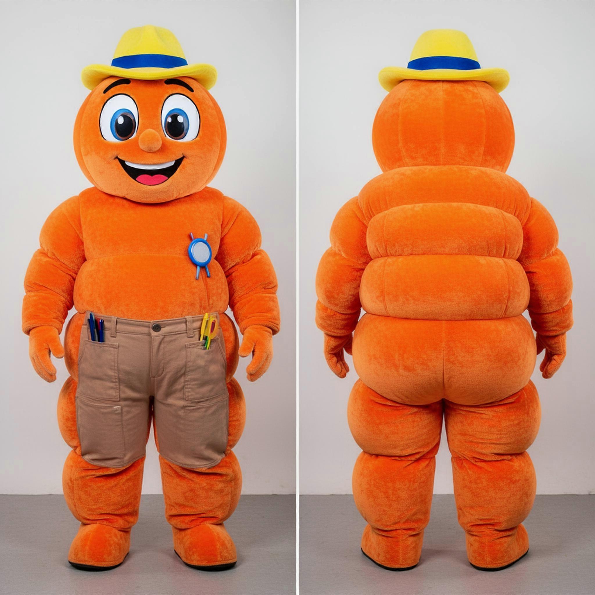 MASTICOT Rust Orange Dynamic Human Cannon Ball Mascot