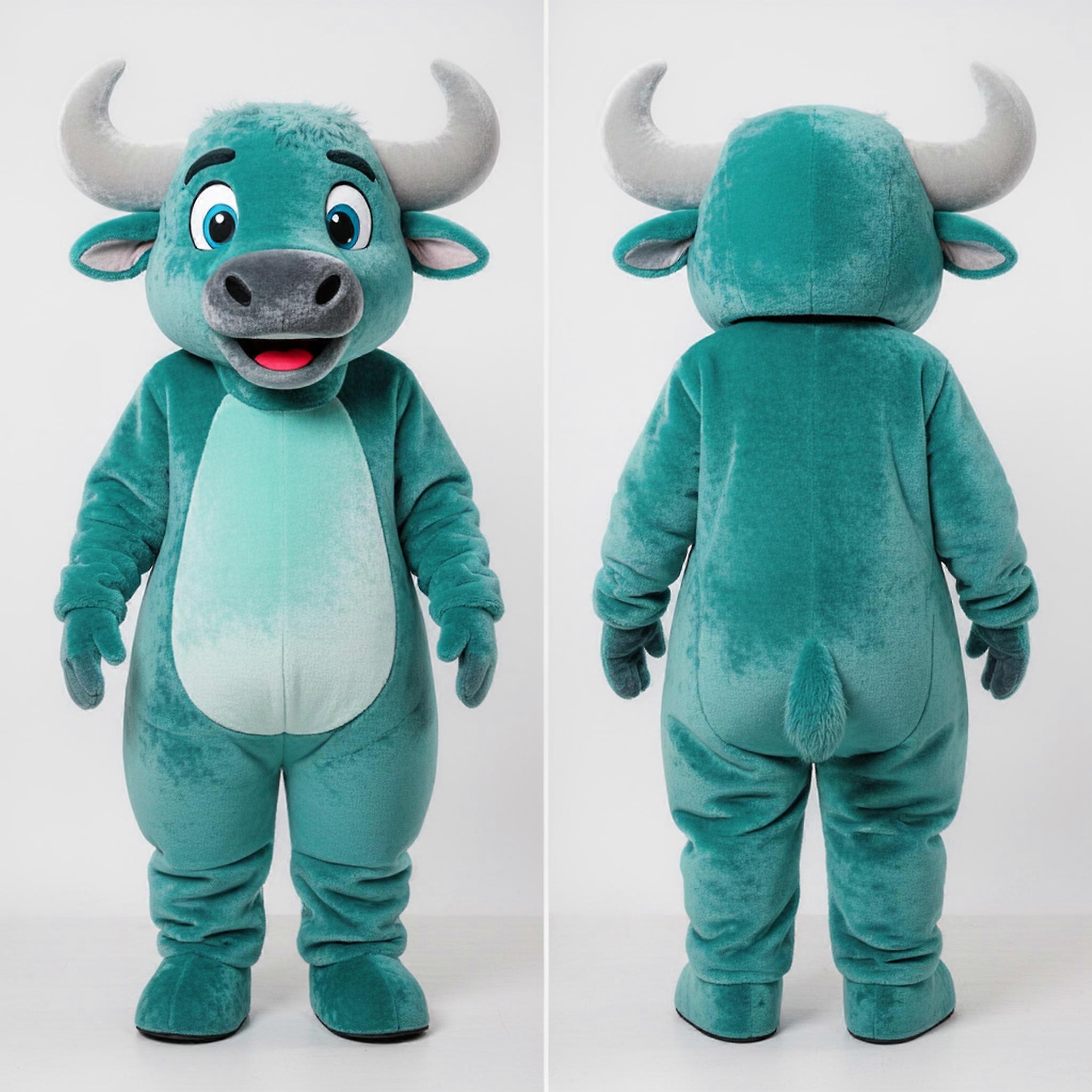 MASTICOT Teal Plush Buffalo Mascot