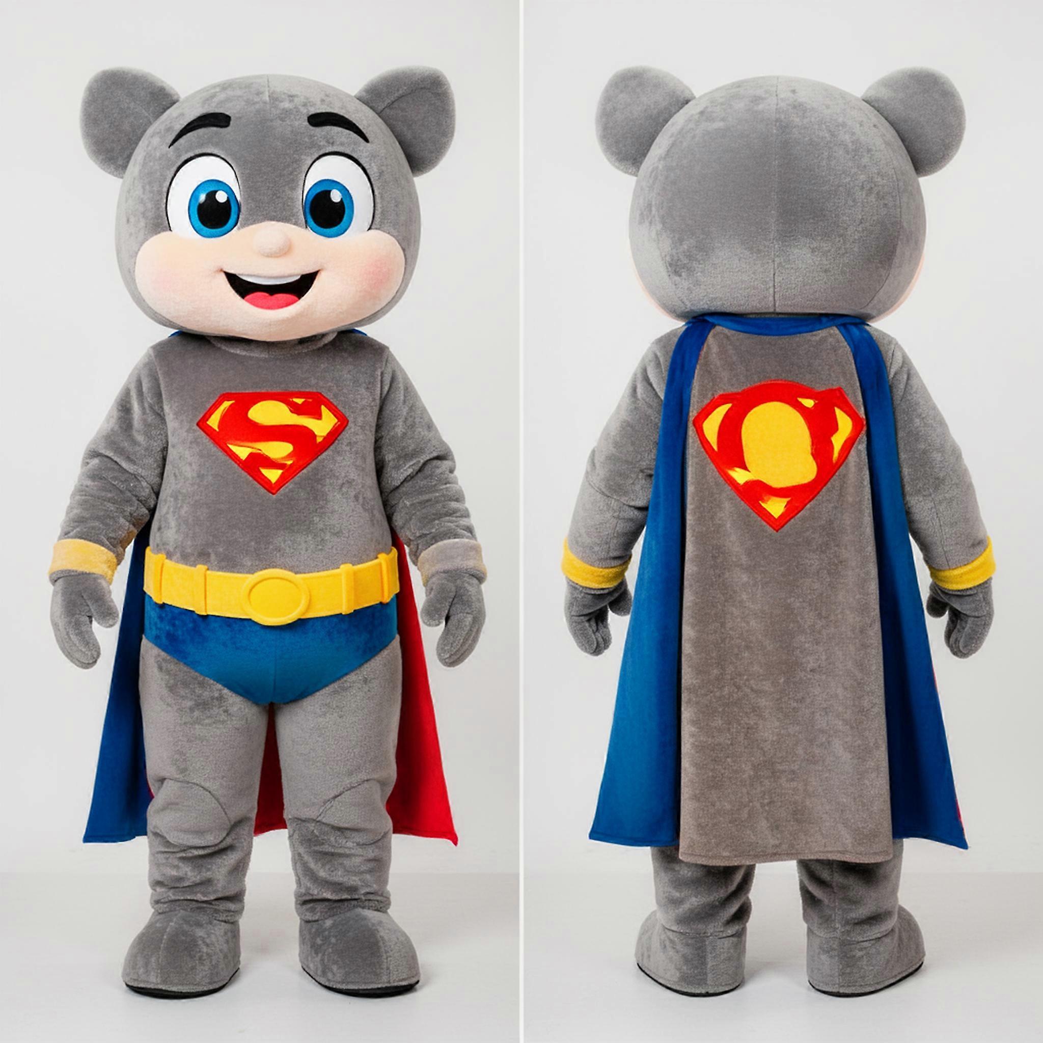 MASTICOT Gray Velvety Superhero Mascot