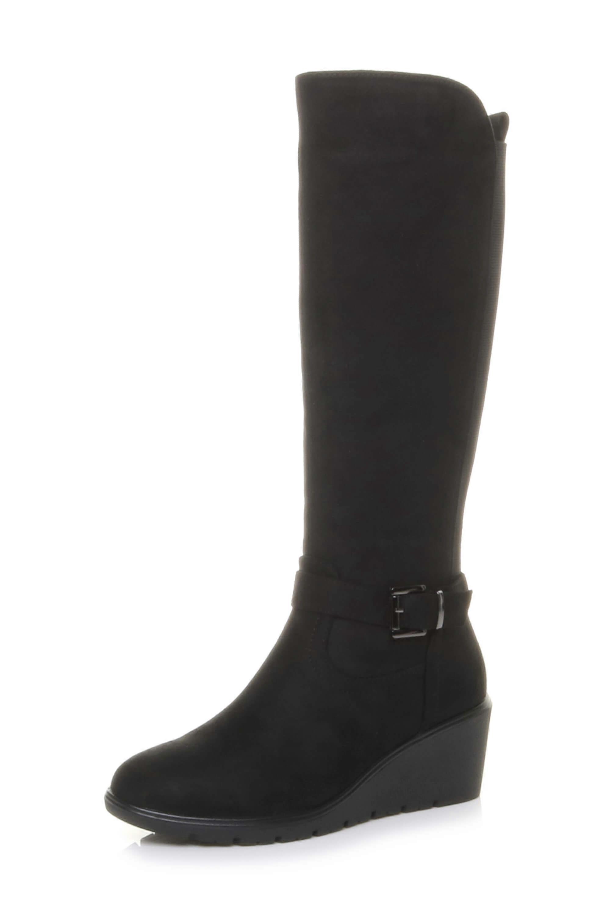 Mid Wedge Heel Stretch Calf Boots
