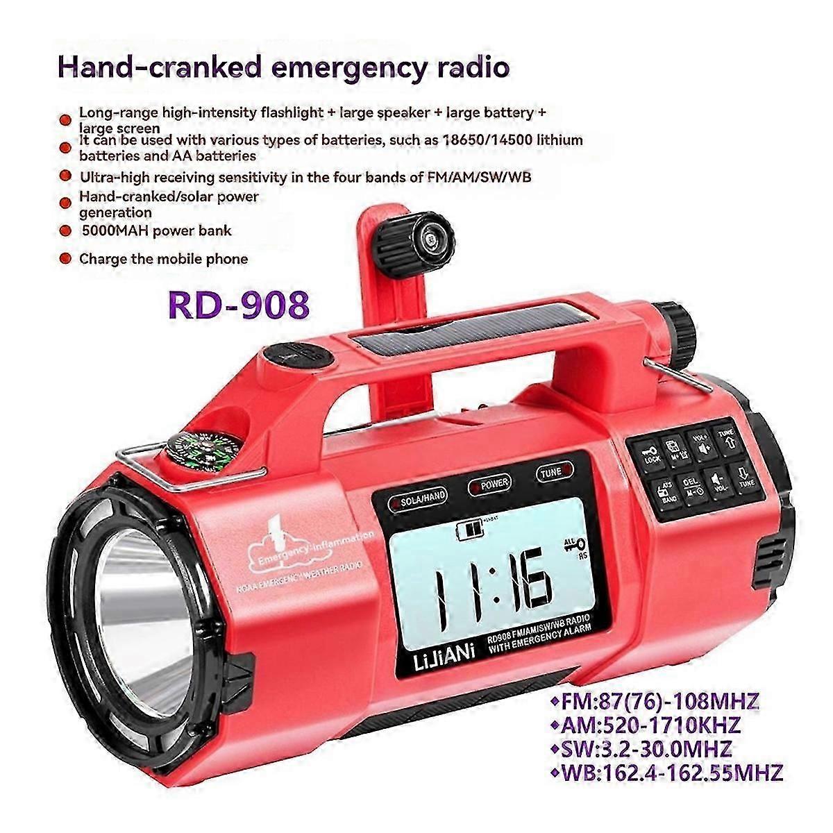 HRD908 Multi-Function Emergency Radio with AM/FM/SW/ Bands