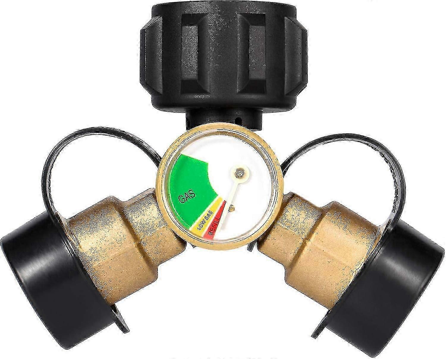 Brass Propane Y Splitter with 3-Level Gauge