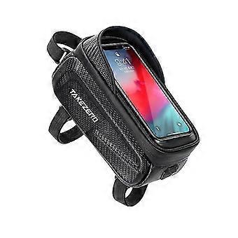 Fietstas voor aan het stuur met touchscreenvenster, geschikt voor smartphones tot 6,8 inch, waterdicht en reflecterend.