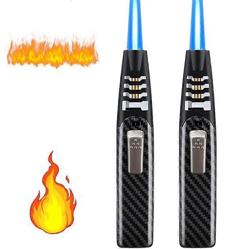 2 Pack Windproof Refillable Torch Lighter with Adjustable Flame and Safety Lock for Outdoor Use