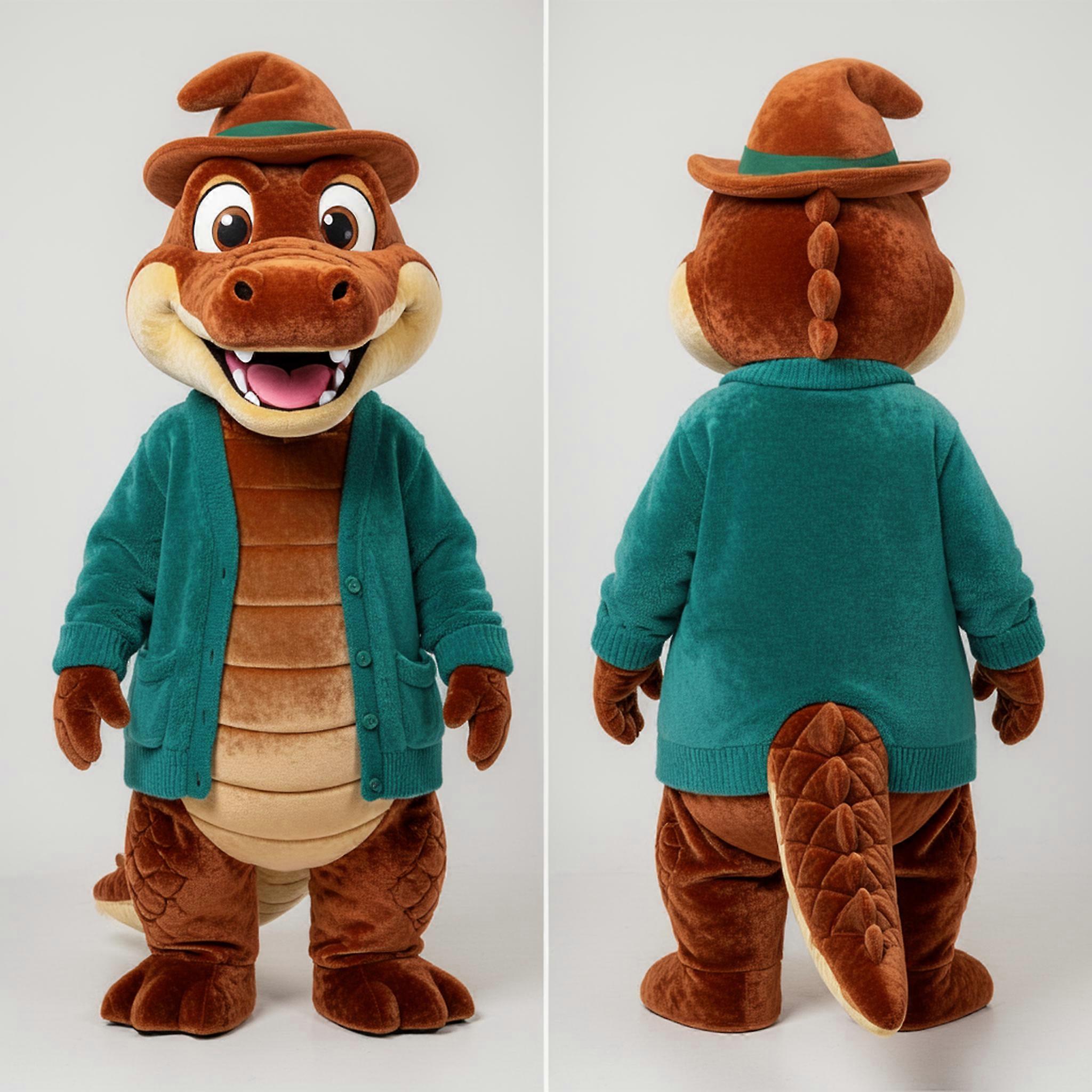 MASTICOT Rust Brown Velvety Crocodile Mascot