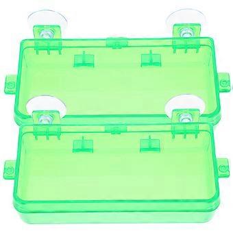 Reptile Feeders Suction Cup Reptile Feeding Boxes for Storage 6Pcs Green
