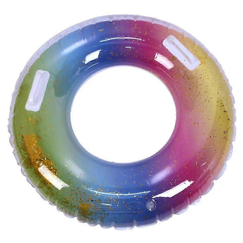 Rainbow Float Ring Inflatable for Swimming with Translucent Sequins
