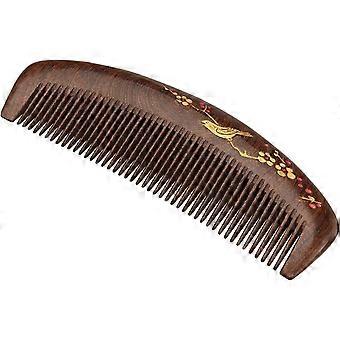 Wooden Hair Comb, Sandalwood Handmade Comb No Static Detangling Fine Teeth, with Exquisite Engraved Design, for Women Long Short Hair